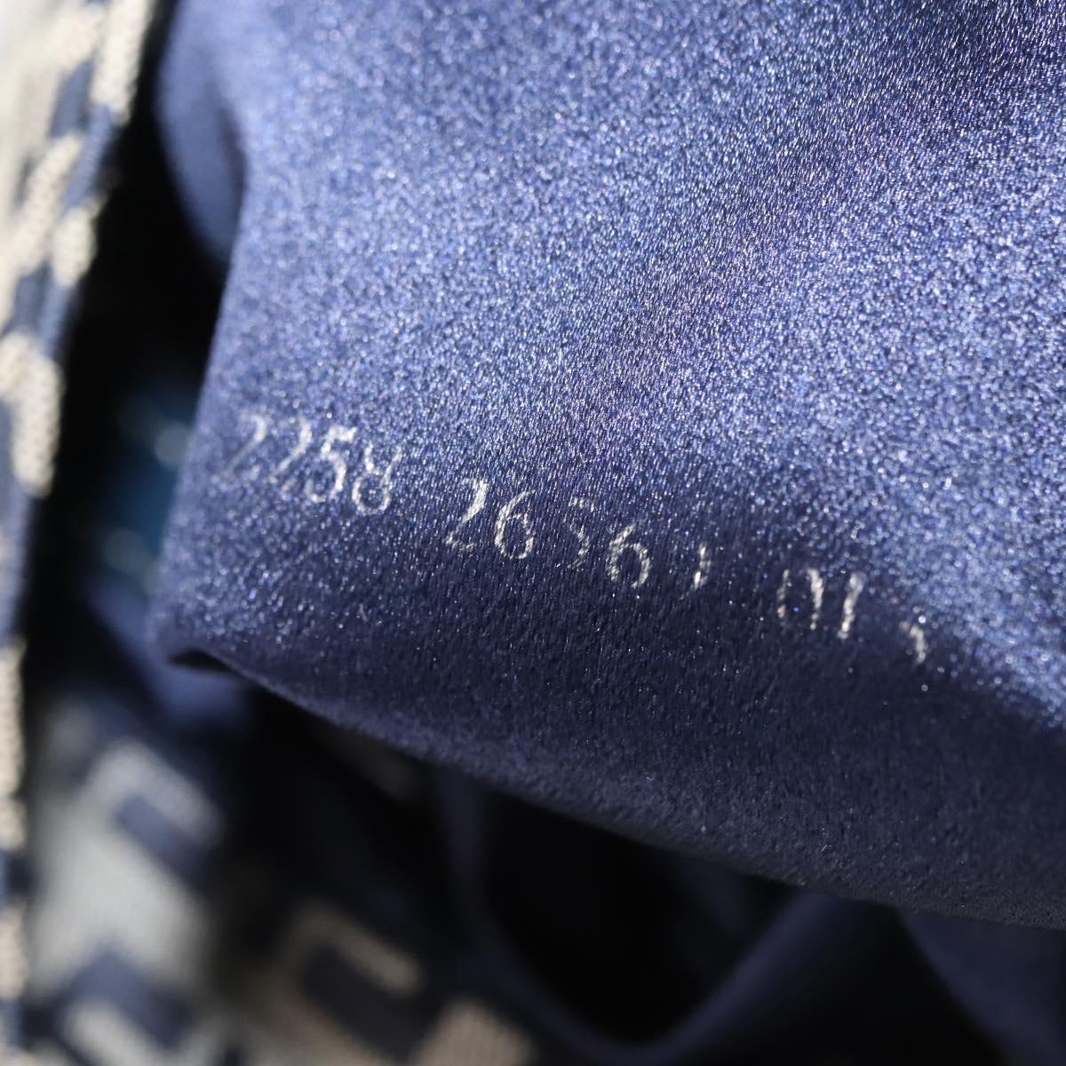 FENDI Zucchino Canvas Mamma Baguette Tote Bag Navy Silver Auth ep11475