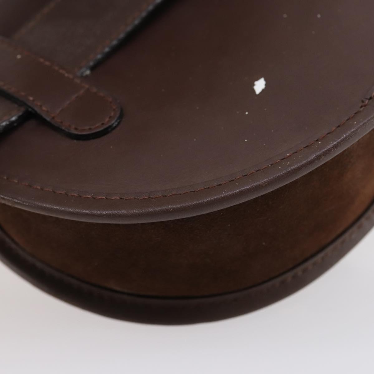 GUCCI Shoulder Bag Suede Brown Gold Auth ep11476