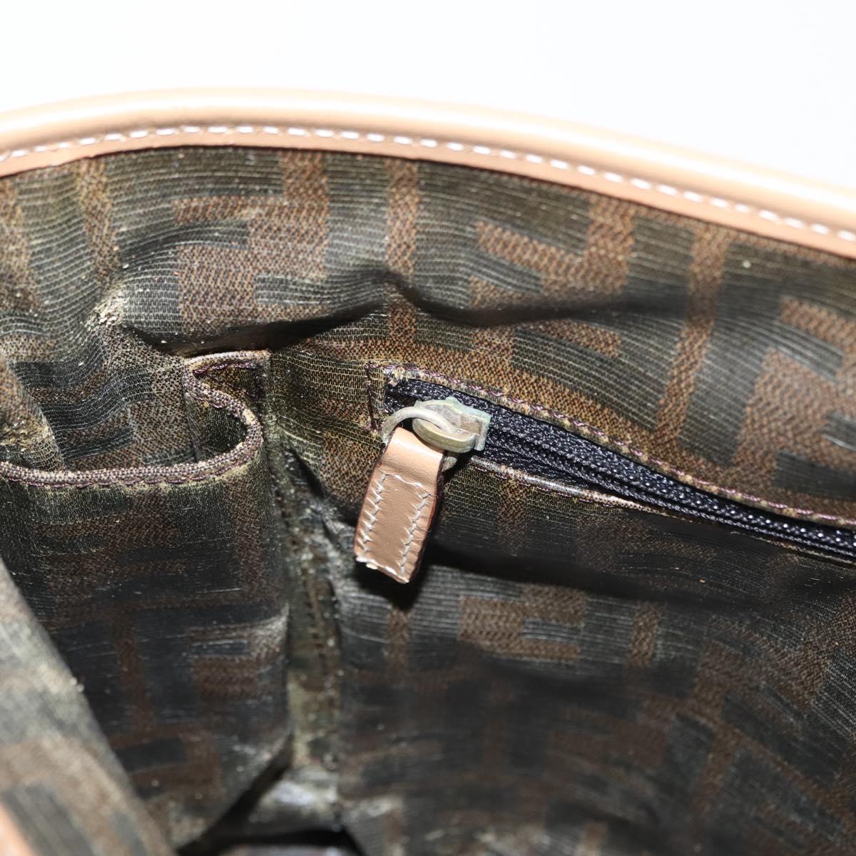 FENDI Tote Bag Leather Beige Gold Auth ep11477