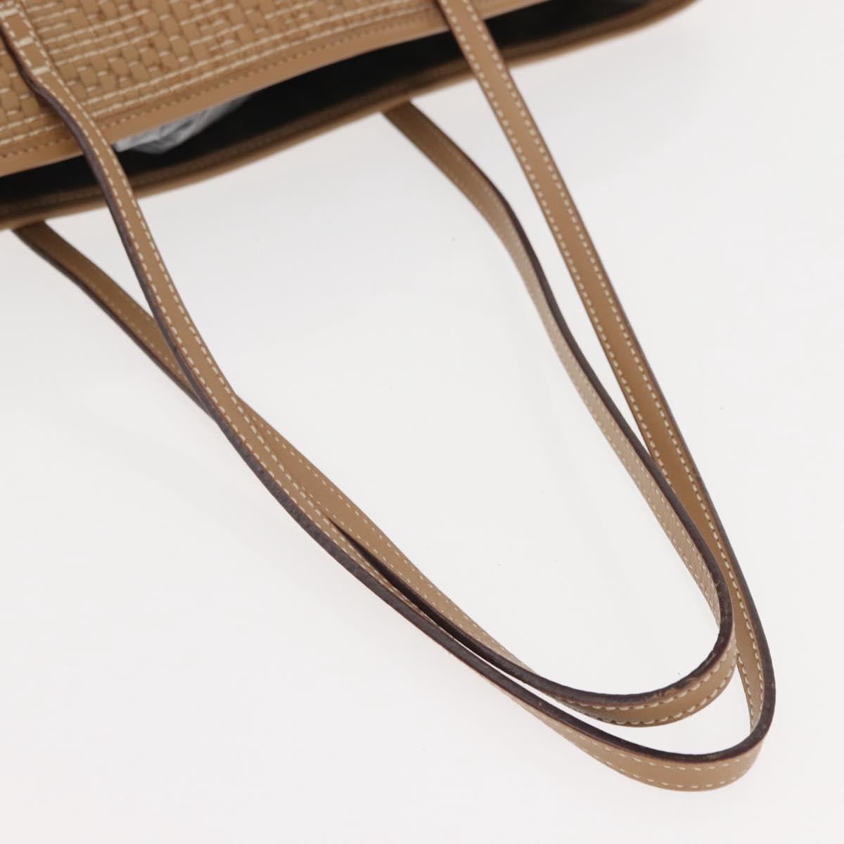 FENDI Tote Bag Leather Beige Gold Auth ep11477