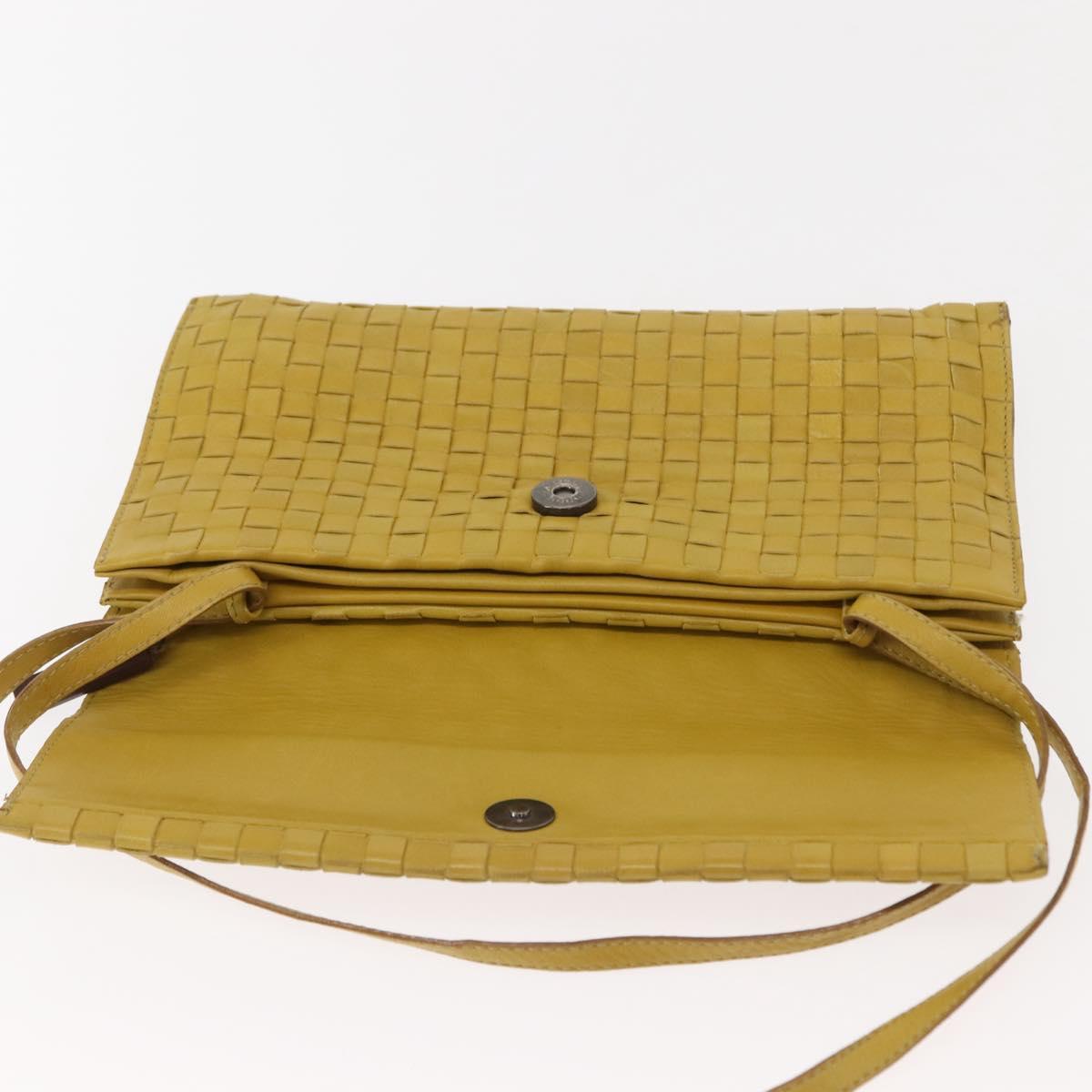 BOTTEGA VENETA INTRECCIATO Shoulder Bag Leather Yellow Auth ep11479