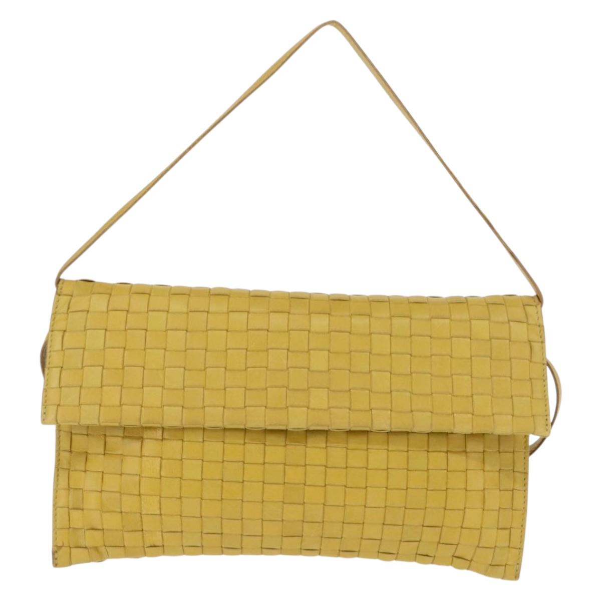 BOTTEGA VENETA INTRECCIATO Shoulder Bag Leather Yellow Auth ep11479