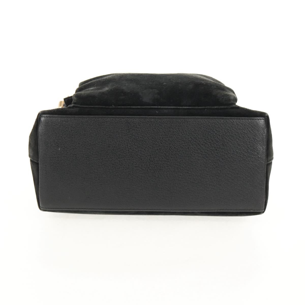 GUCCI Bamboo Hand Bag Suede 2way Black 002 2058 0508 0 Auth ep11483