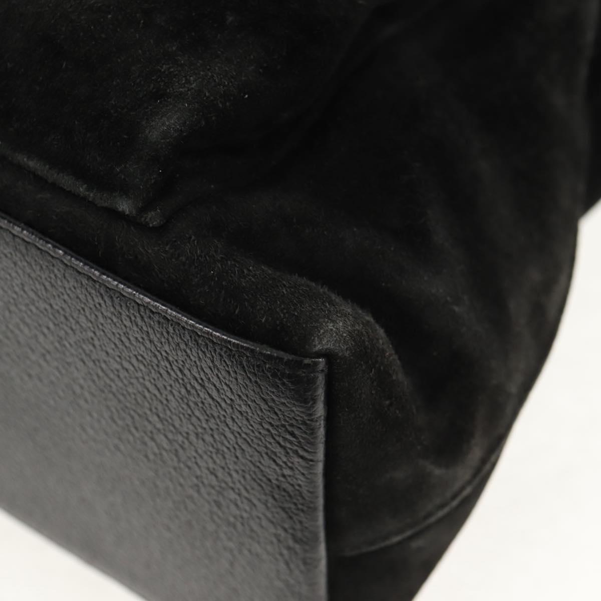 GUCCI Bamboo Hand Bag Suede 2way Black 002 2058 0508 0 Auth ep11483