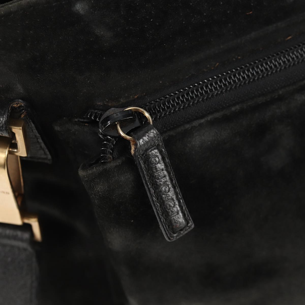 GUCCI Bamboo Hand Bag Suede 2way Black 002 2058 0508 0 Auth ep11483