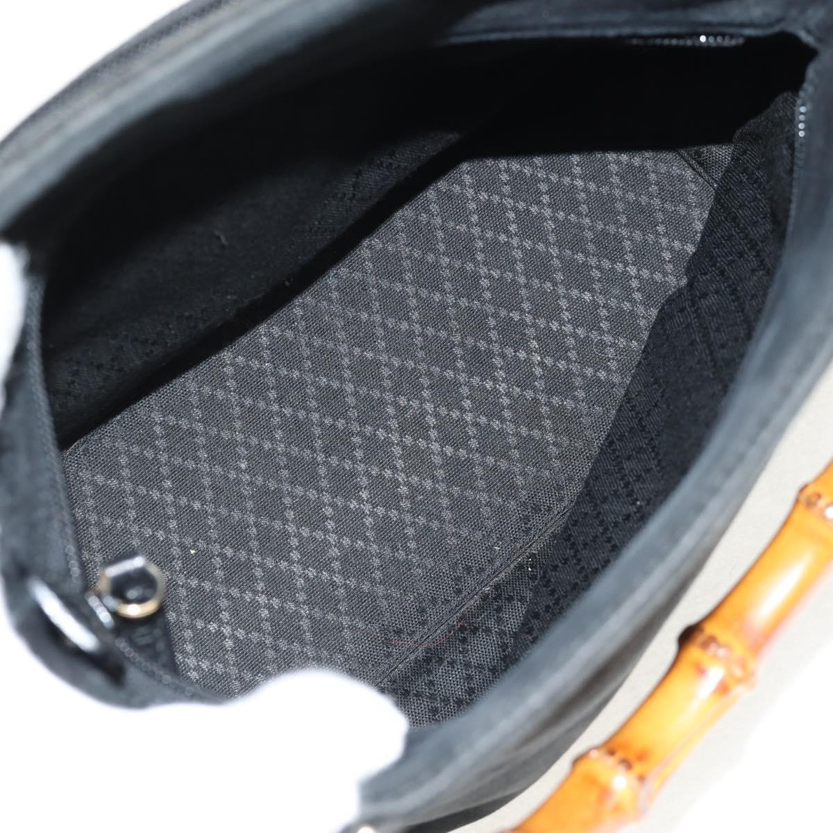 GUCCI Bamboo Hand Bag Suede 2way Black 002 2058 0508 0 Auth ep11483