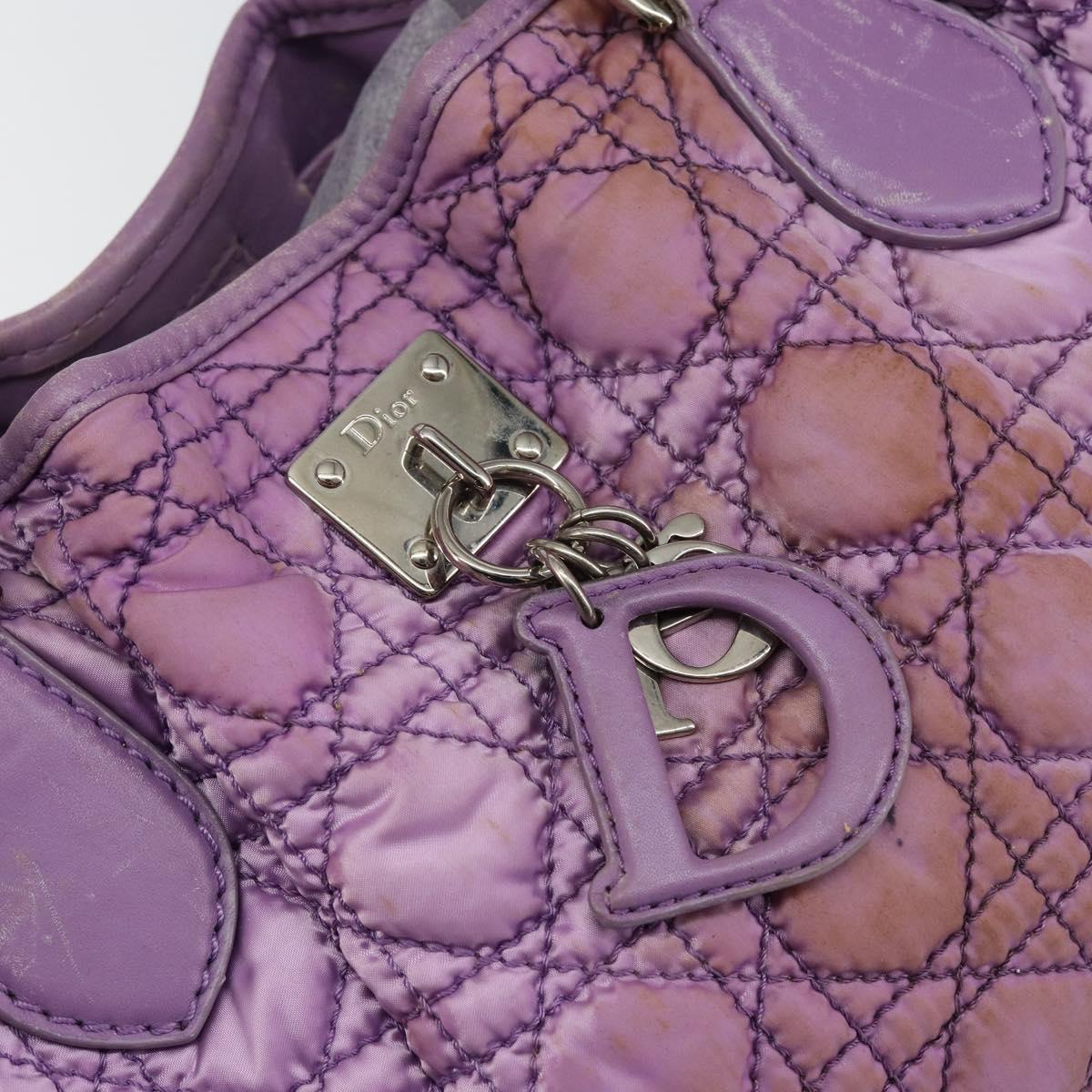 Christian Dior Canage Hand Bag Nylon Leather Purple Silver Auth ep11484