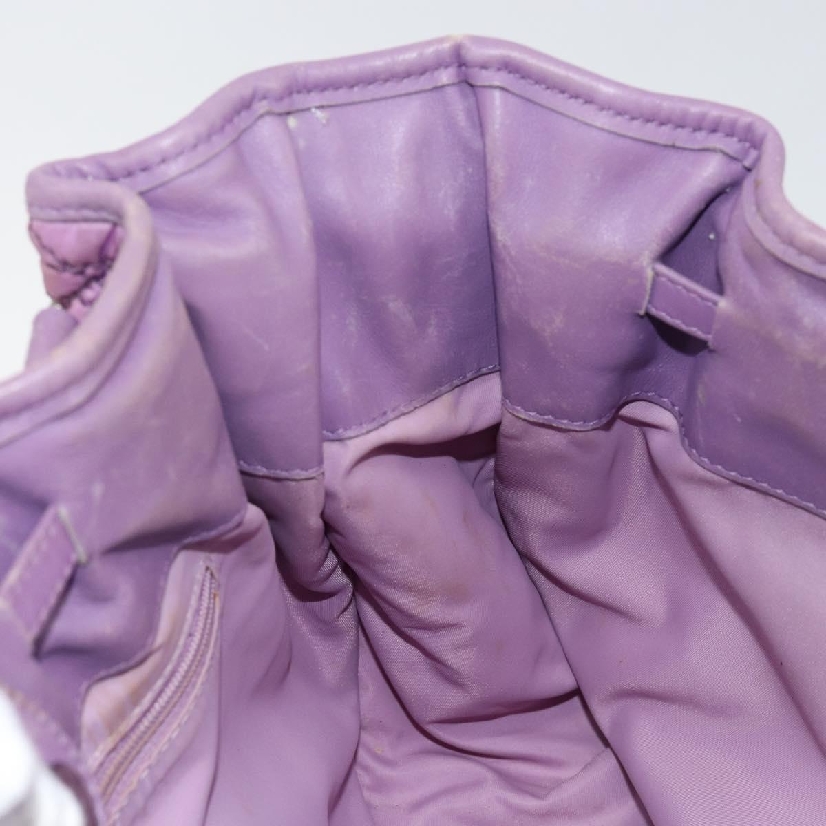 Christian Dior Canage Hand Bag Nylon Leather Purple Silver Auth ep11484