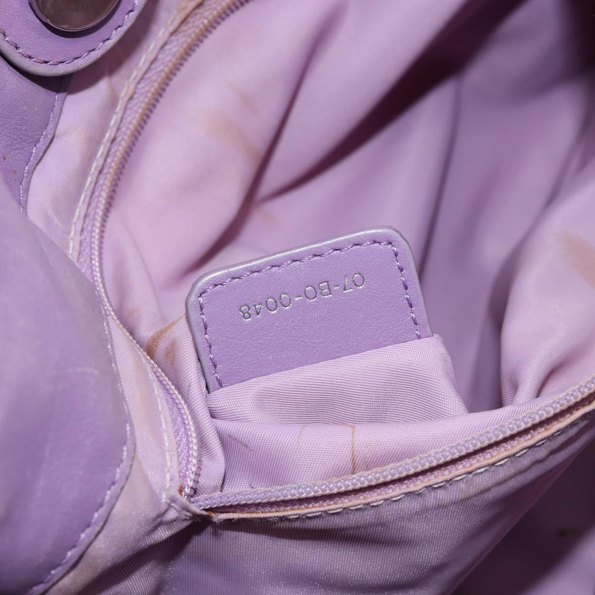 Christian Dior Canage Hand Bag Nylon Leather Purple Silver Auth ep11484