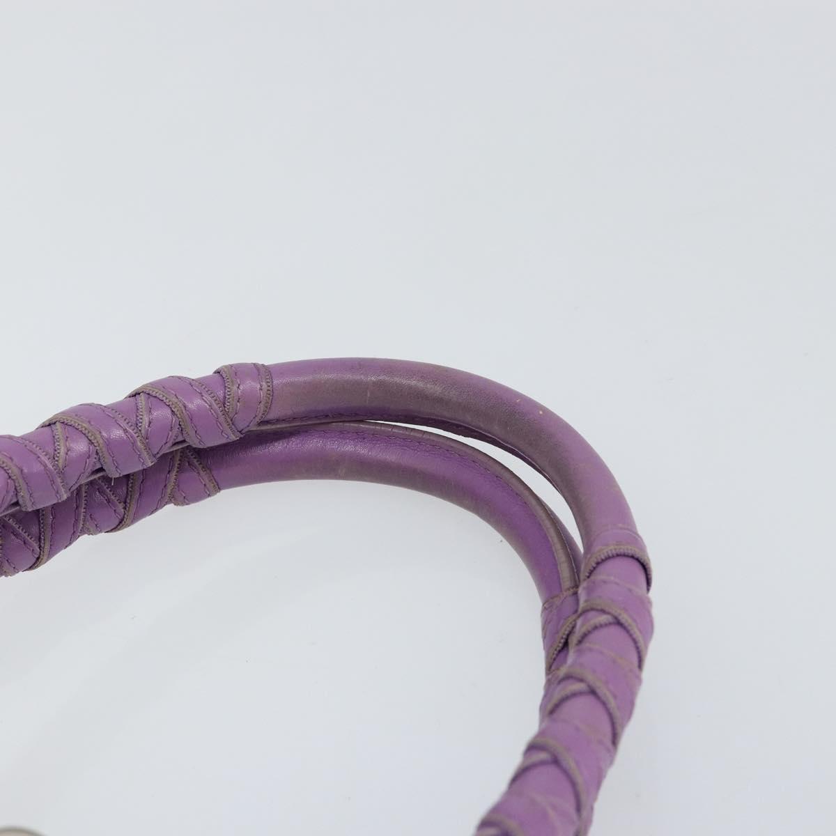 Christian Dior Canage Hand Bag Nylon Leather Purple Silver Auth ep11484