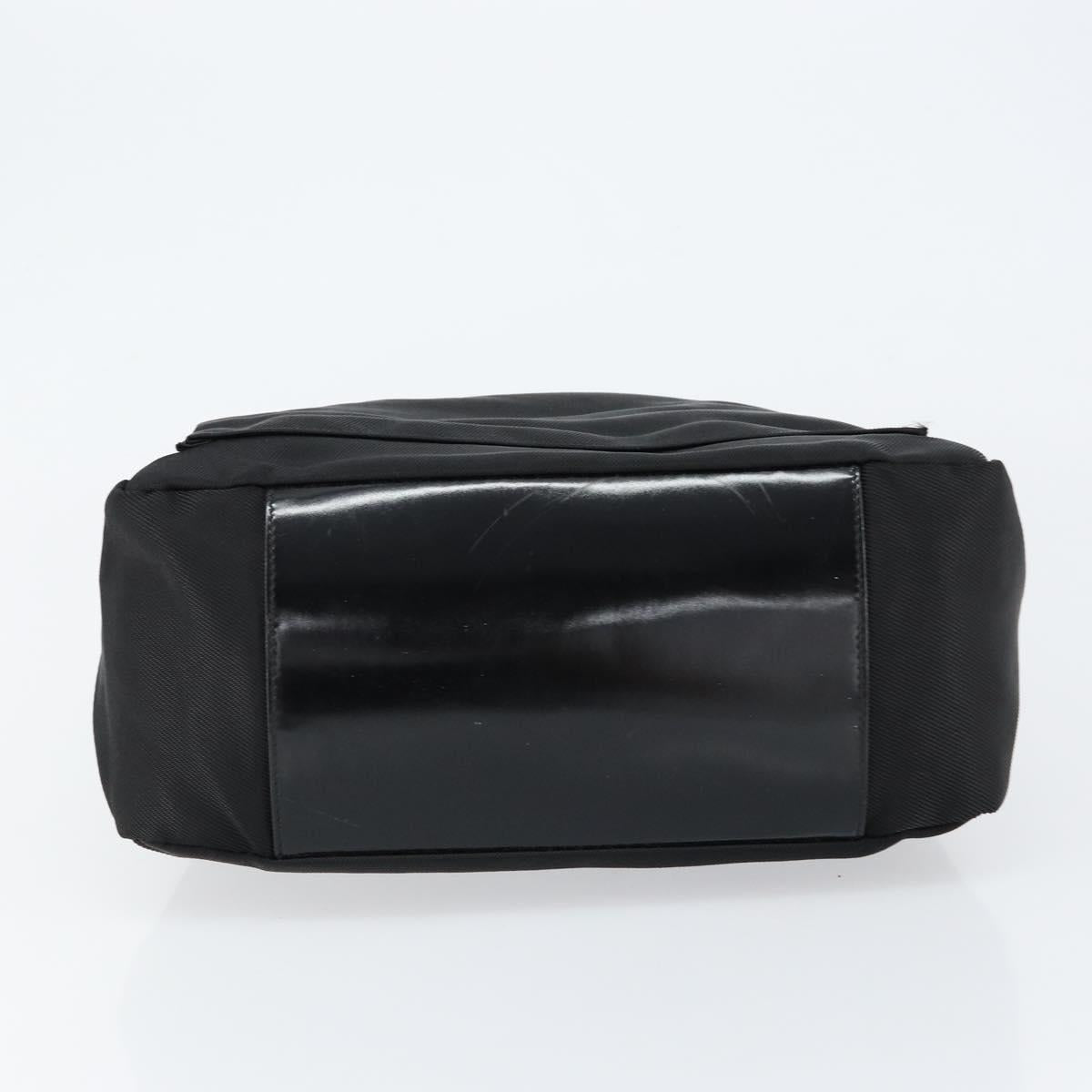 GUCCI Bamboo Hand Bag Nylon Leather Black Silver 000 2404 0509 Auth ep11486