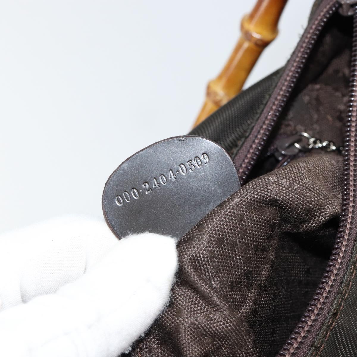 GUCCI Bamboo Hand Bag Nylon 2way Brown Silver 000 2404 0509 Auth ep11487