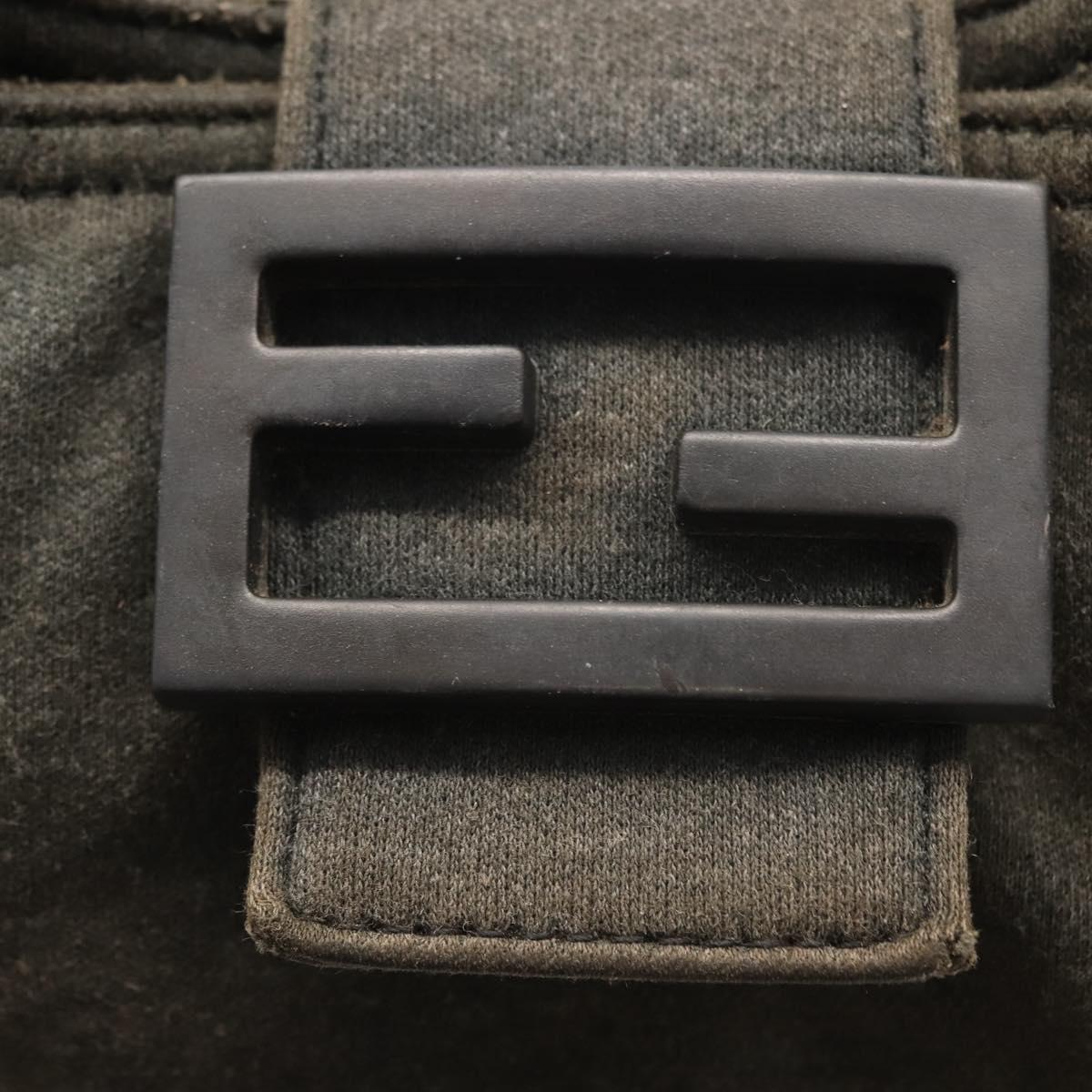 FENDI Mamma Baguette Shoulder Bag cotton Gray Auth ep11488