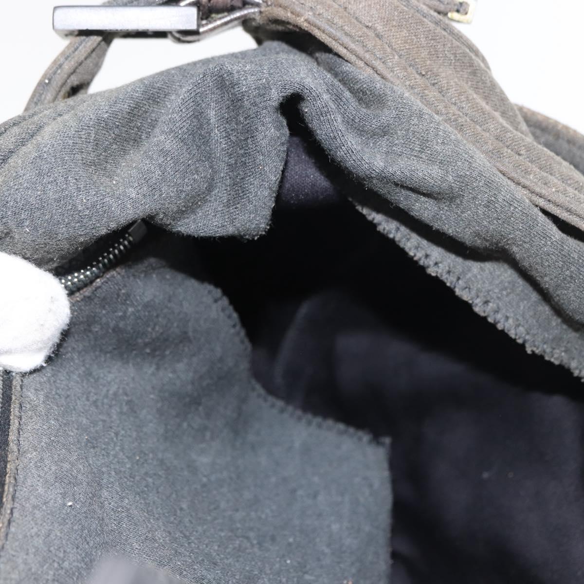 FENDI Mamma Baguette Shoulder Bag cotton Gray Auth ep11488