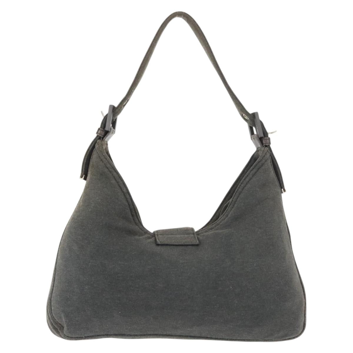FENDI Mamma Baguette Shoulder Bag cotton Gray Auth ep11488