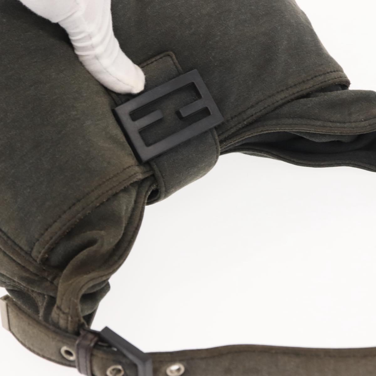 FENDI Mamma Baguette Shoulder Bag cotton Gray Auth ep11488