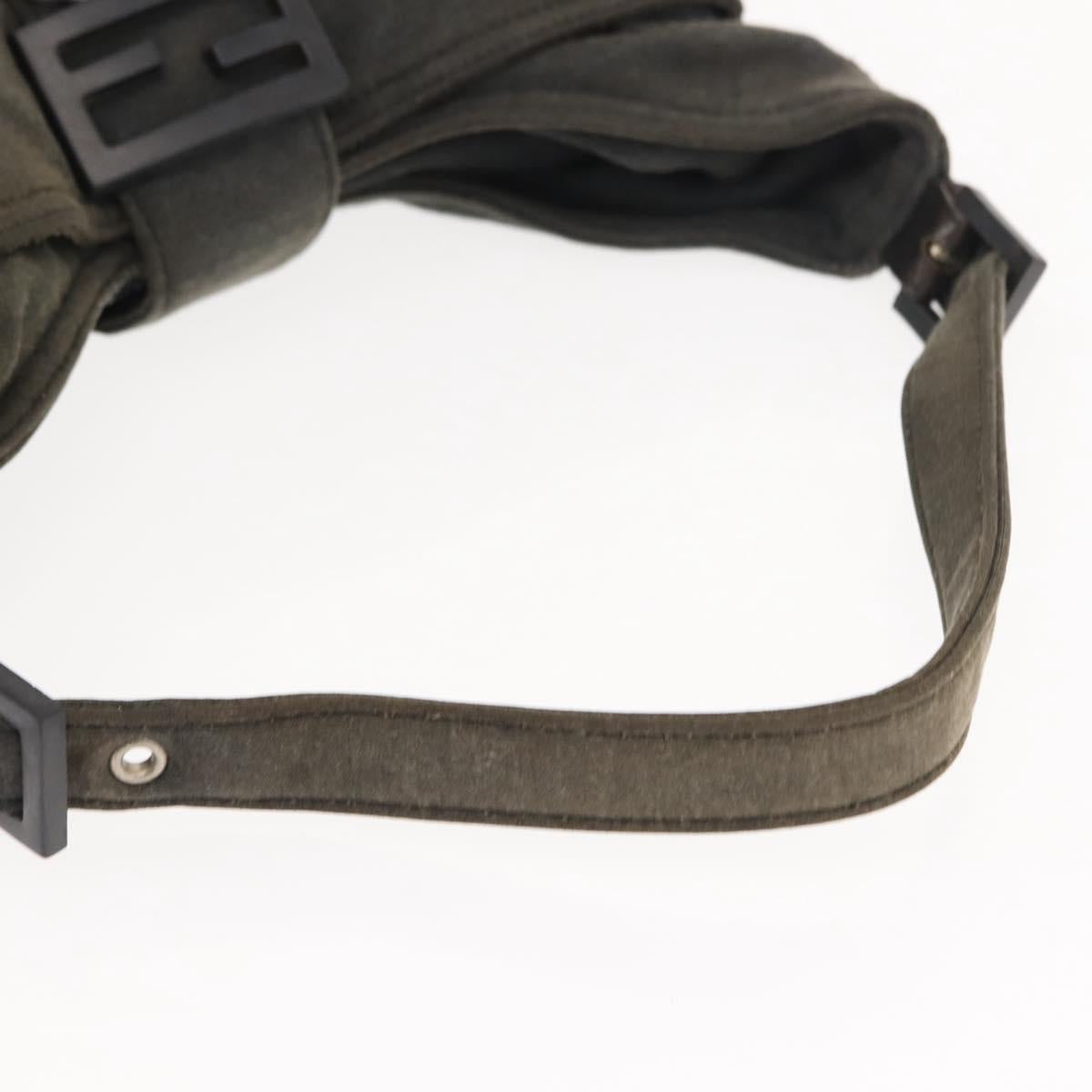 FENDI Mamma Baguette Shoulder Bag cotton Gray Auth ep11488