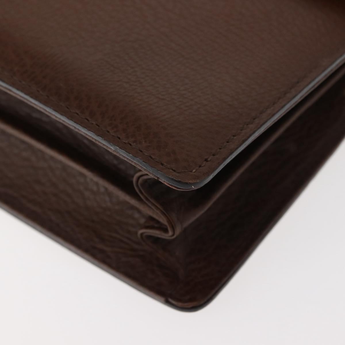 BURBERRY Clutch Bag Leather Brown Gold Auth ep11492