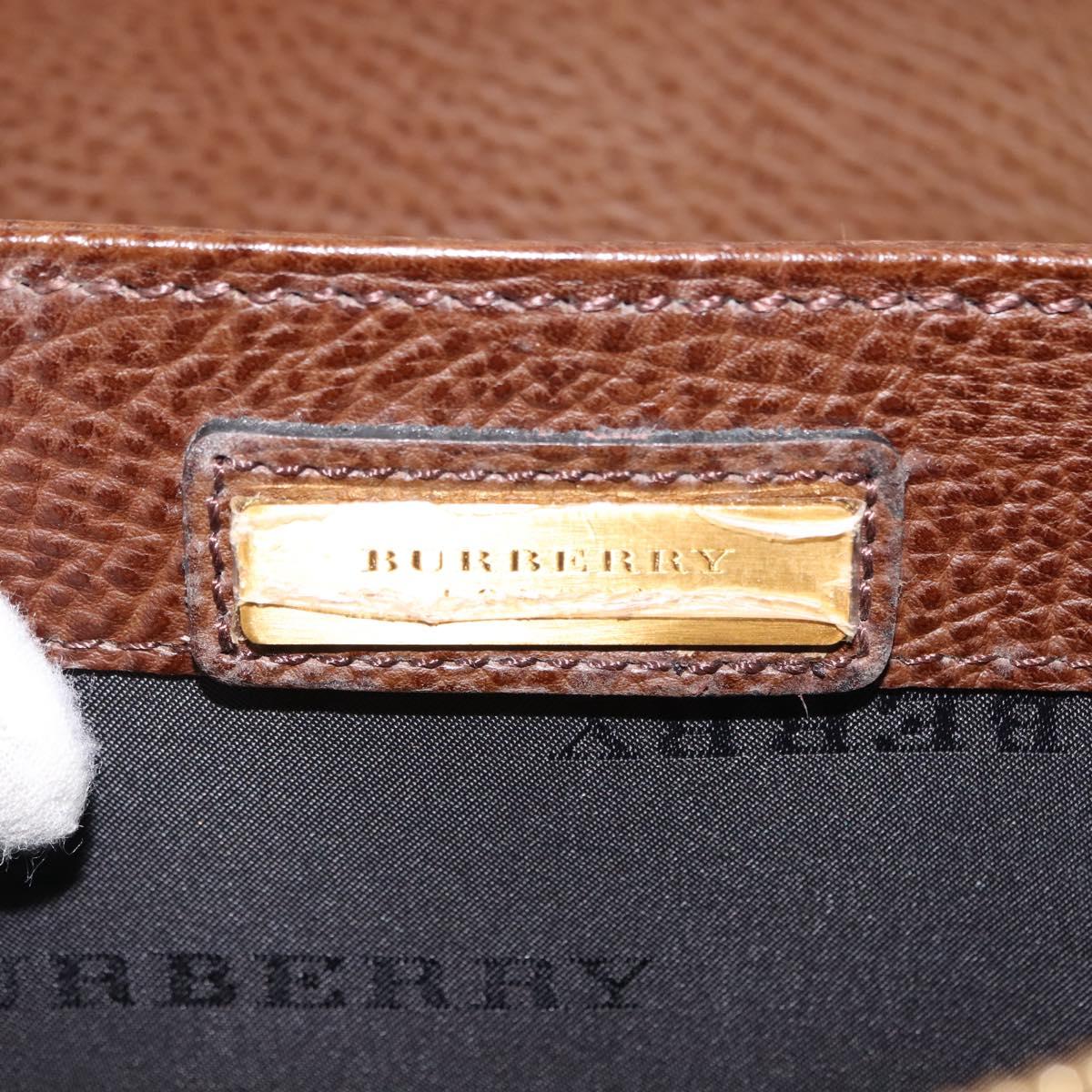 BURBERRY Clutch Bag Leather Brown Gold Auth ep11492