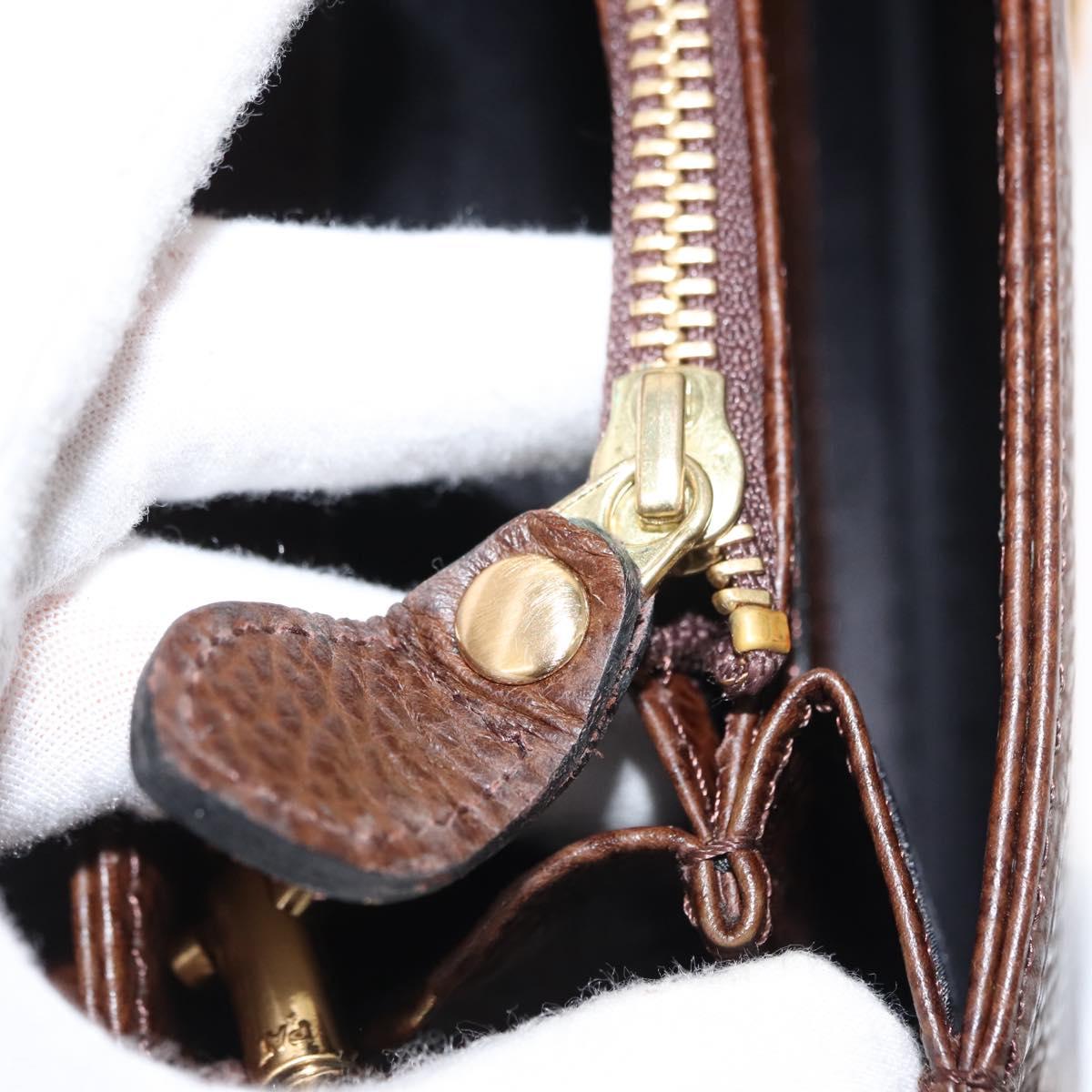 BURBERRY Clutch Bag Leather Brown Gold Auth ep11492