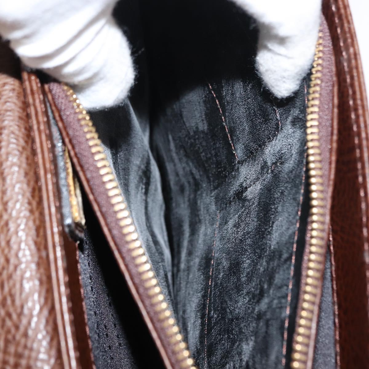 BURBERRY Clutch Bag Leather Brown Gold Auth ep11492