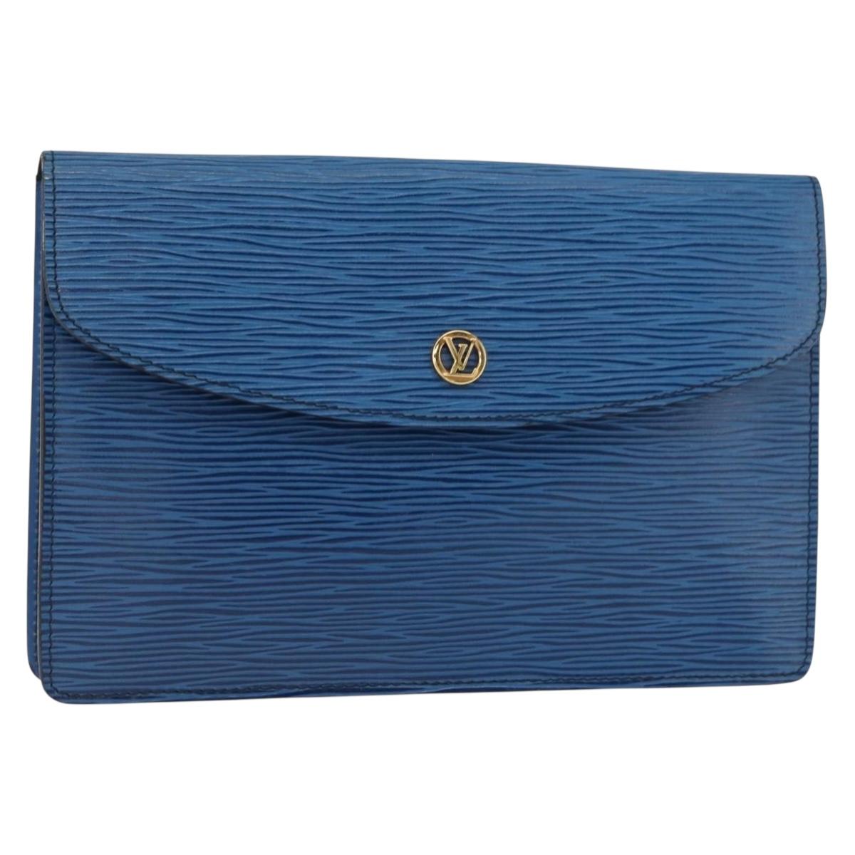 LOUIS VUITTON Epi Montaigne 23 Clutch Bag Blue M52665 LV Auth ep11494