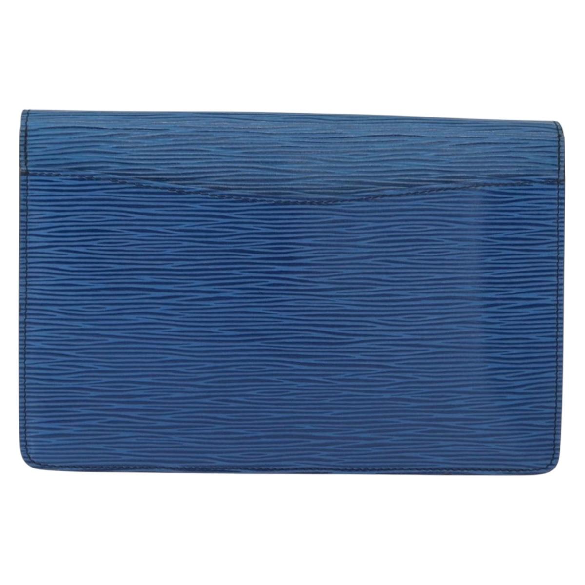 LOUIS VUITTON Epi Montaigne 23 Clutch Bag Blue M52665 LV Auth ep11494