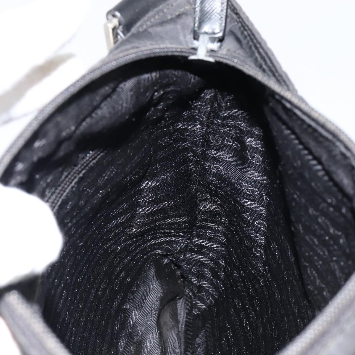 PRADA Shoulder Bag Nylon Black Silver Auth ep11496