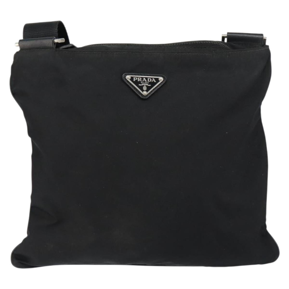 PRADA Shoulder Bag Nylon Black Silver Auth ep11496
