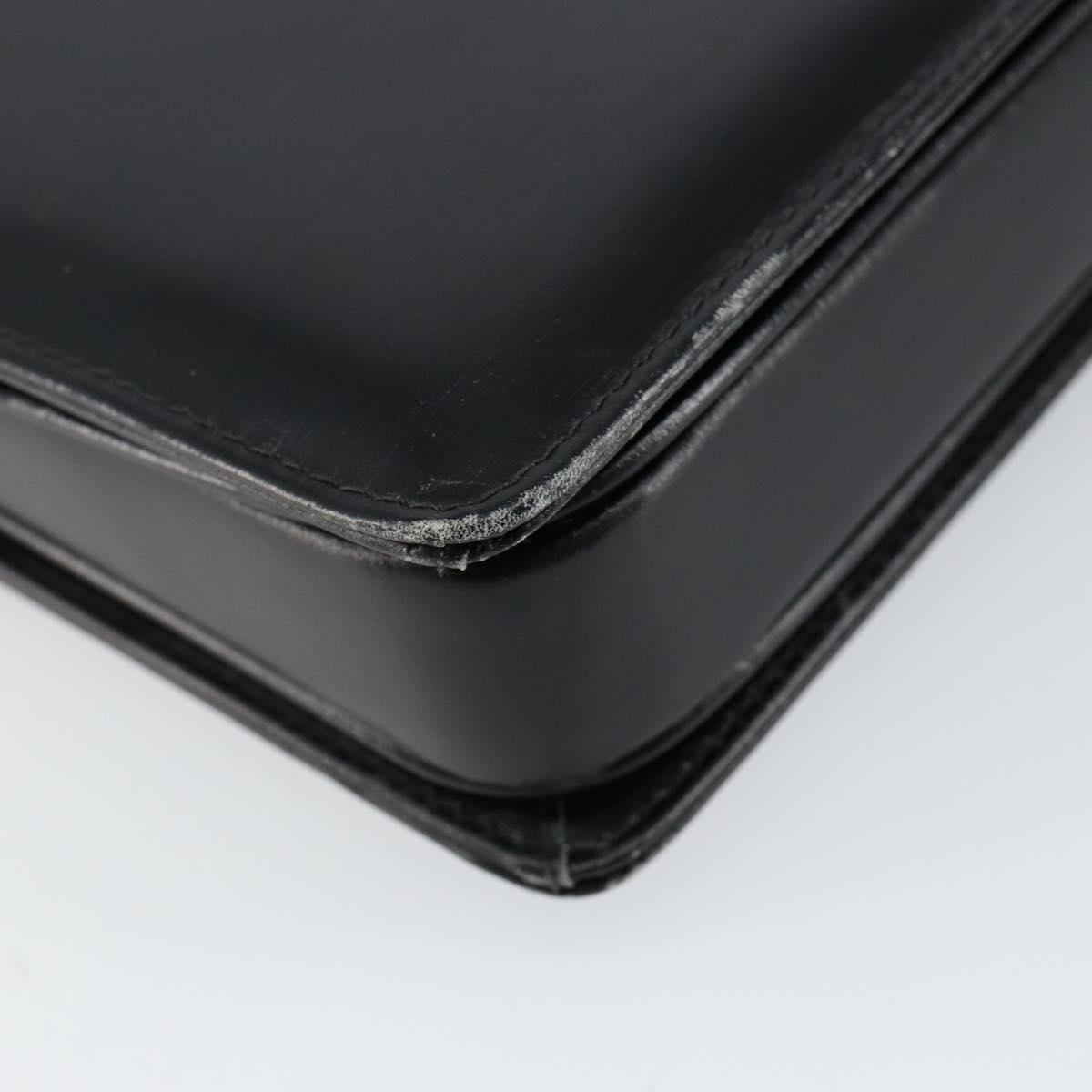 GUCCI Shoulder Bag Leather Black Gold Auth ep11506