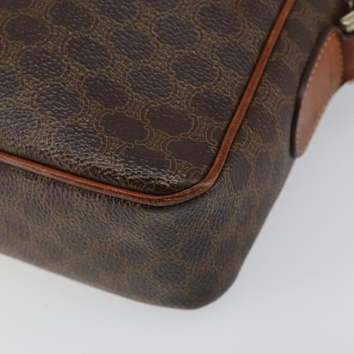 CELINE Macadam Canvas Shoulder Bag PVC Leather Brown Gold Auth ep11508