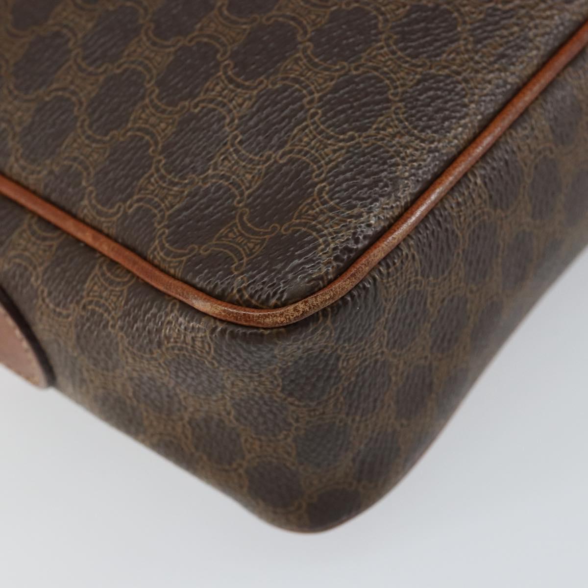 CELINE Macadam Canvas Shoulder Bag PVC Leather Brown Gold Auth ep11508