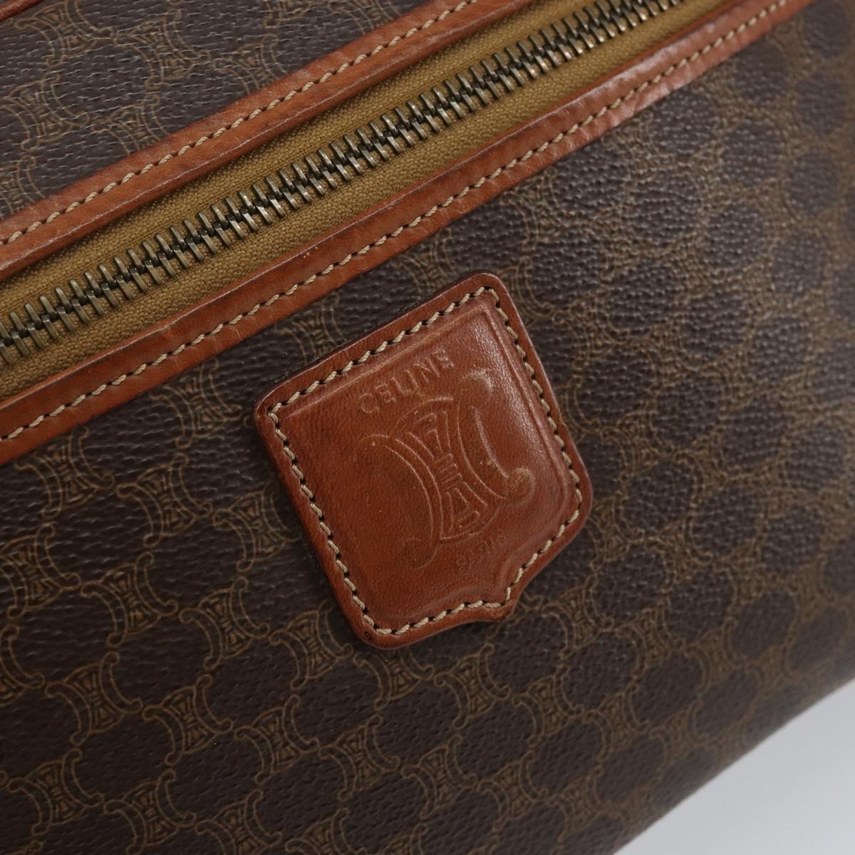 CELINE Macadam Canvas Shoulder Bag PVC Leather Brown Gold Auth ep11508