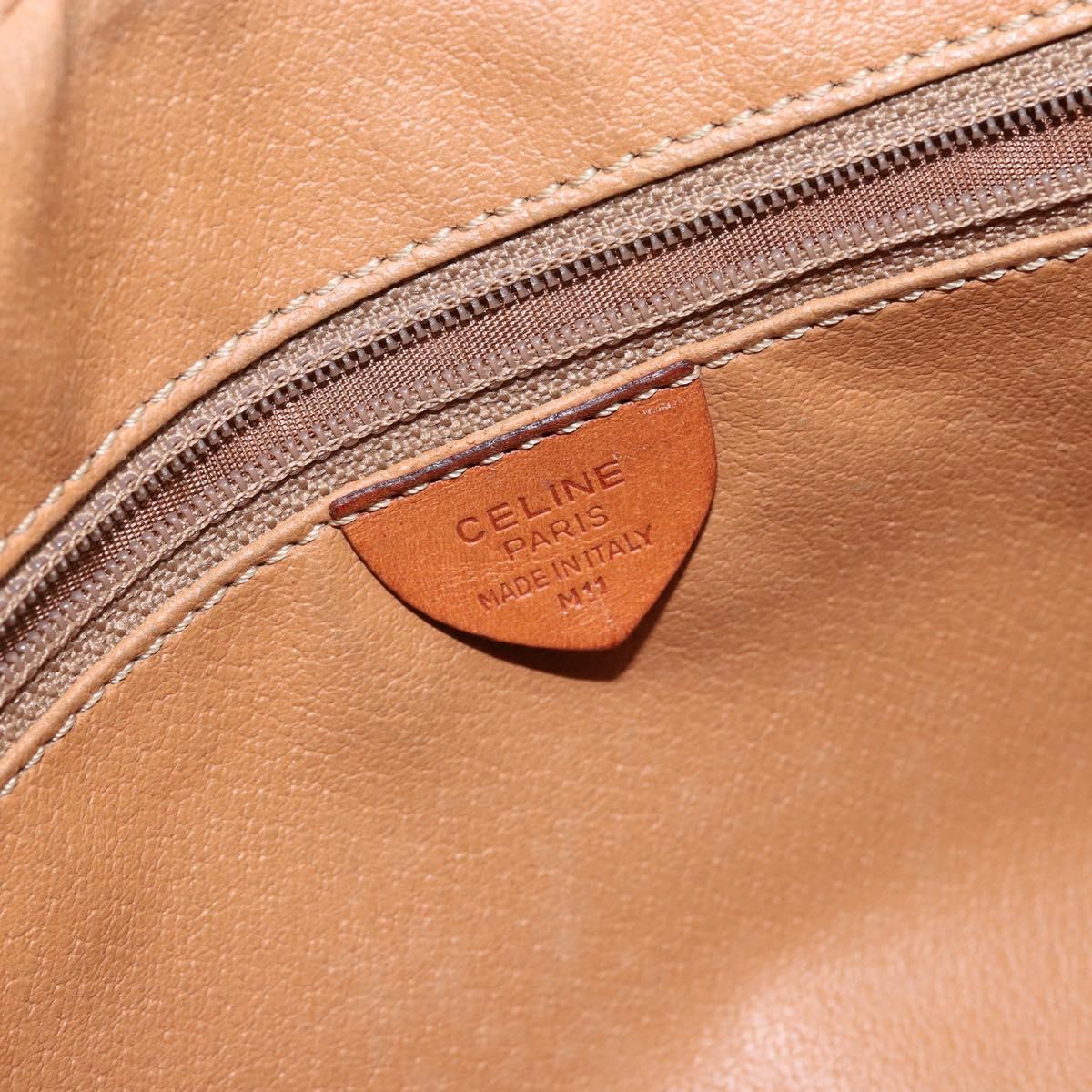 CELINE Macadam Canvas Shoulder Bag PVC Leather Brown Gold Auth ep11508