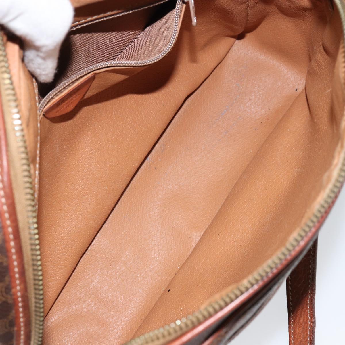 CELINE Macadam Canvas Shoulder Bag PVC Leather Brown Gold Auth ep11508