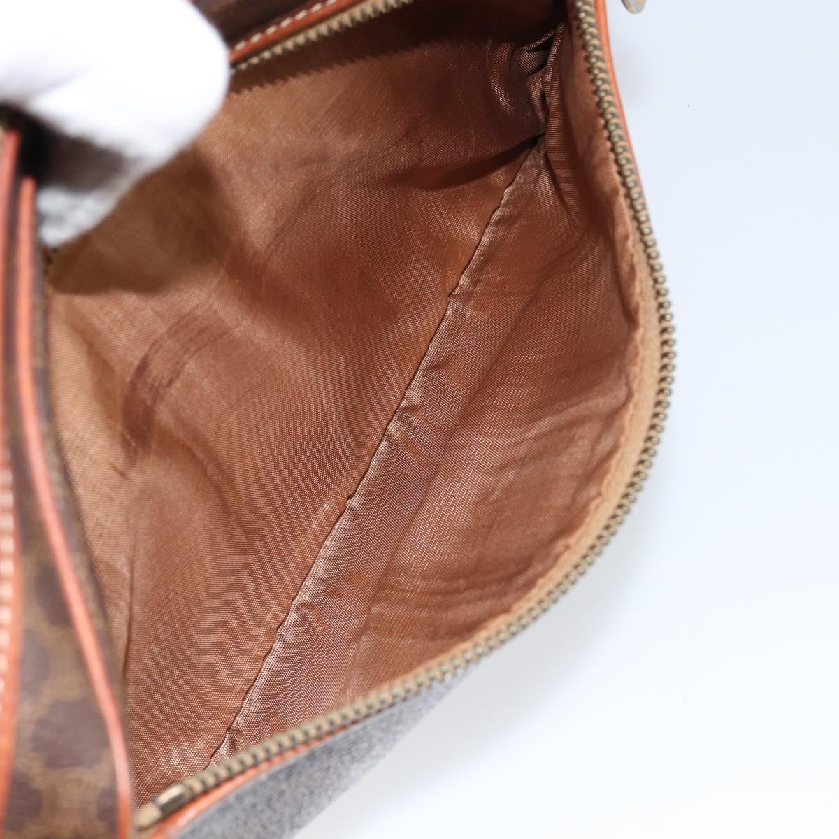 CELINE Macadam Canvas Shoulder Bag PVC Leather Brown Gold Auth ep11508