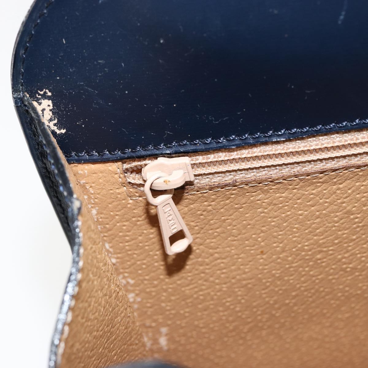 CELINE Horse Carriage Hand Bag Leather Navy Gold Auth ep11510