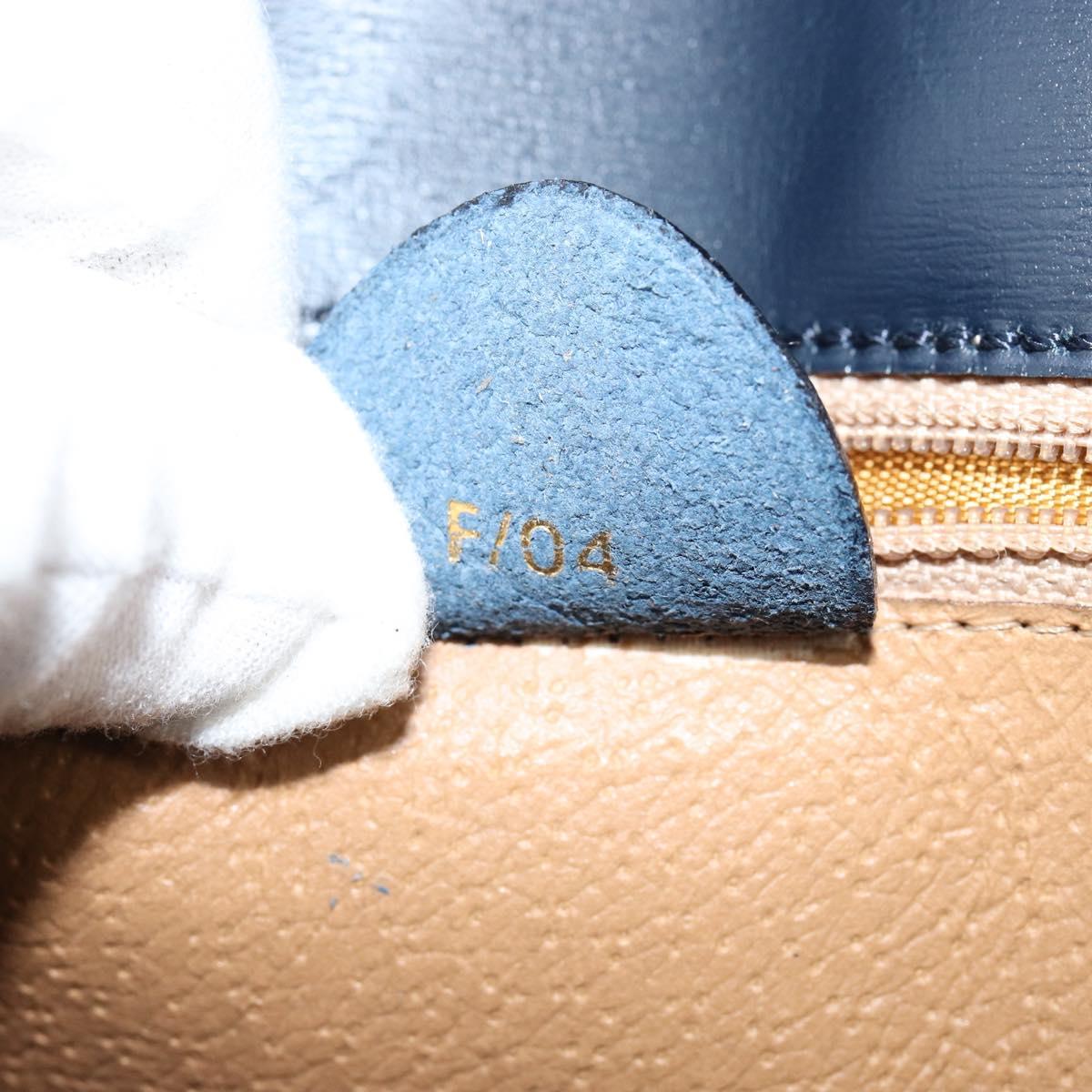 CELINE Horse Carriage Hand Bag Leather Navy Gold Auth ep11510