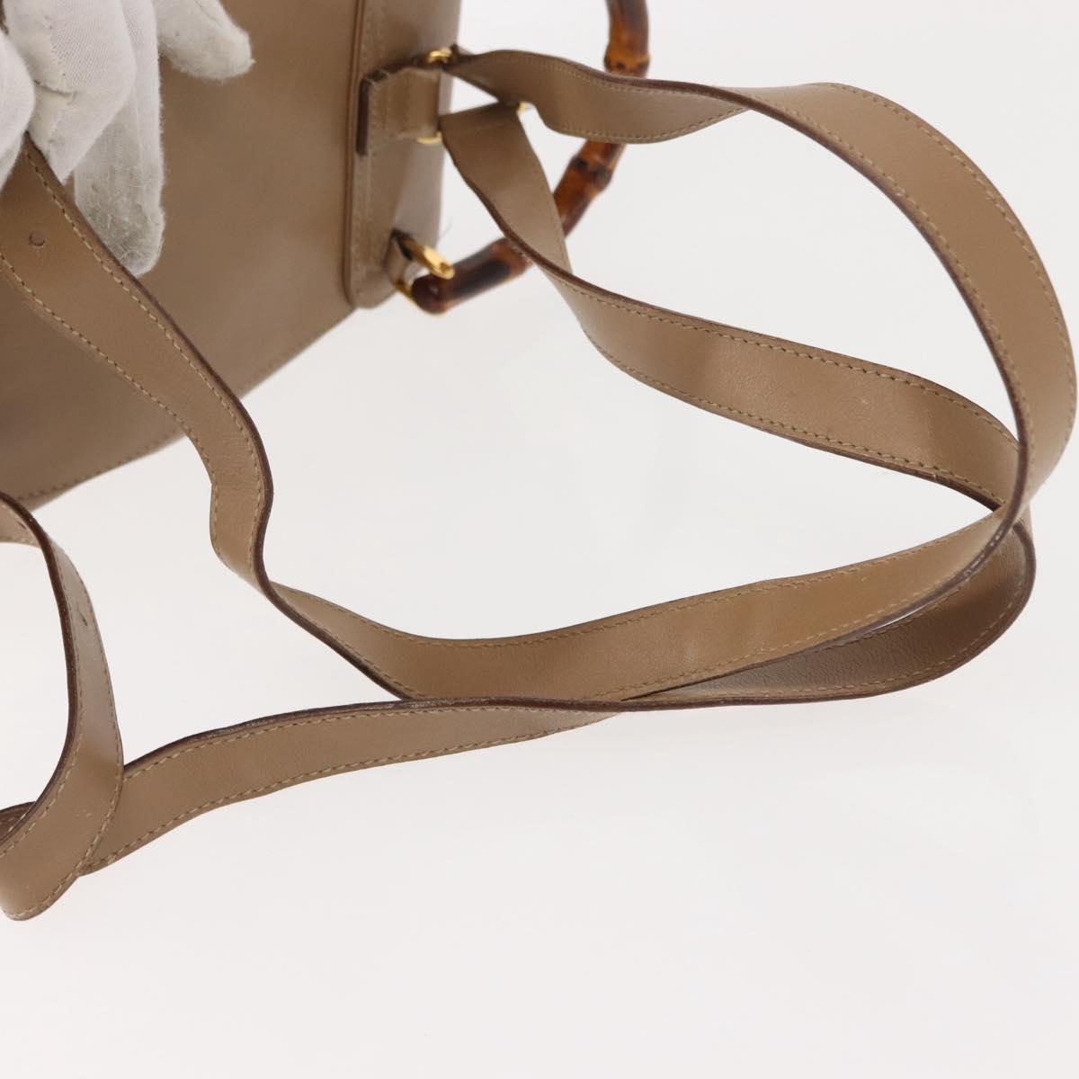 GUCCI Bamboo Backpack Leather Beige Gold 003 3444 0030 Auth ep11512