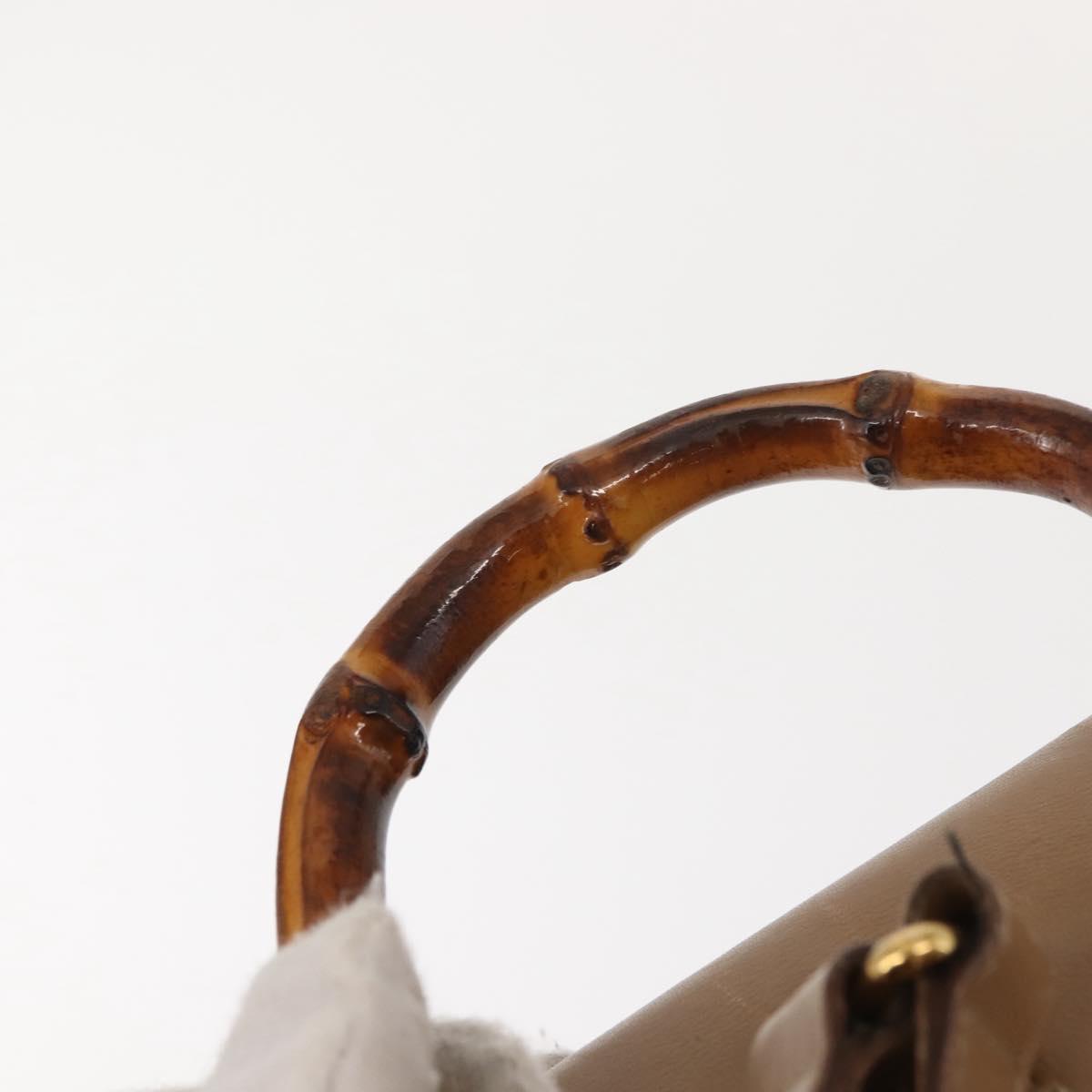 GUCCI Bamboo Backpack Leather Beige Gold 003 3444 0030 Auth ep11512