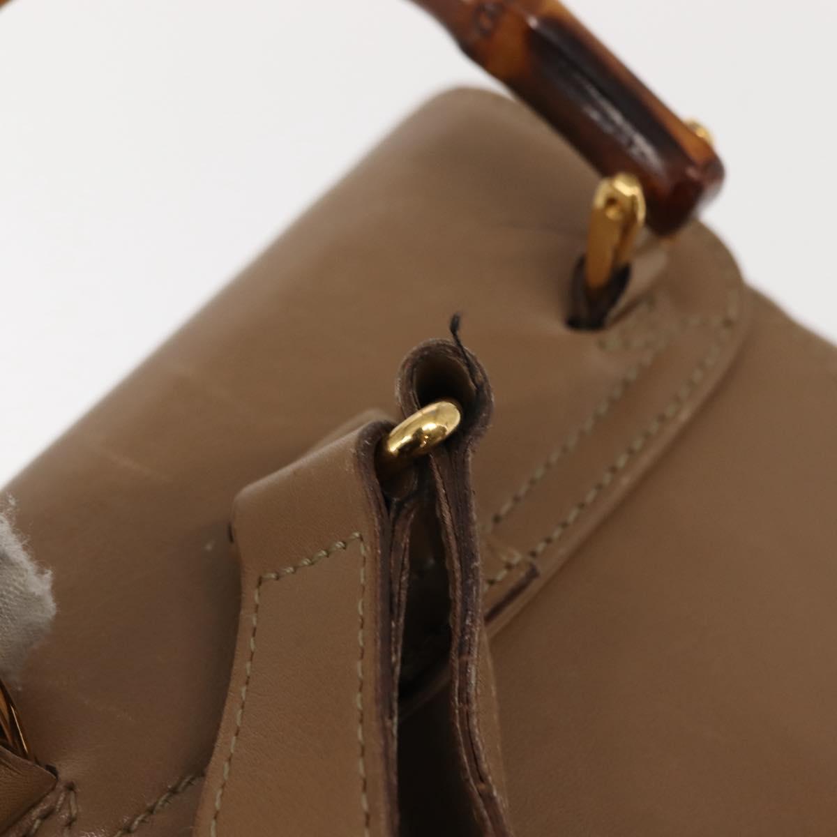 GUCCI Bamboo Backpack Leather Beige Gold 003 3444 0030 Auth ep11512