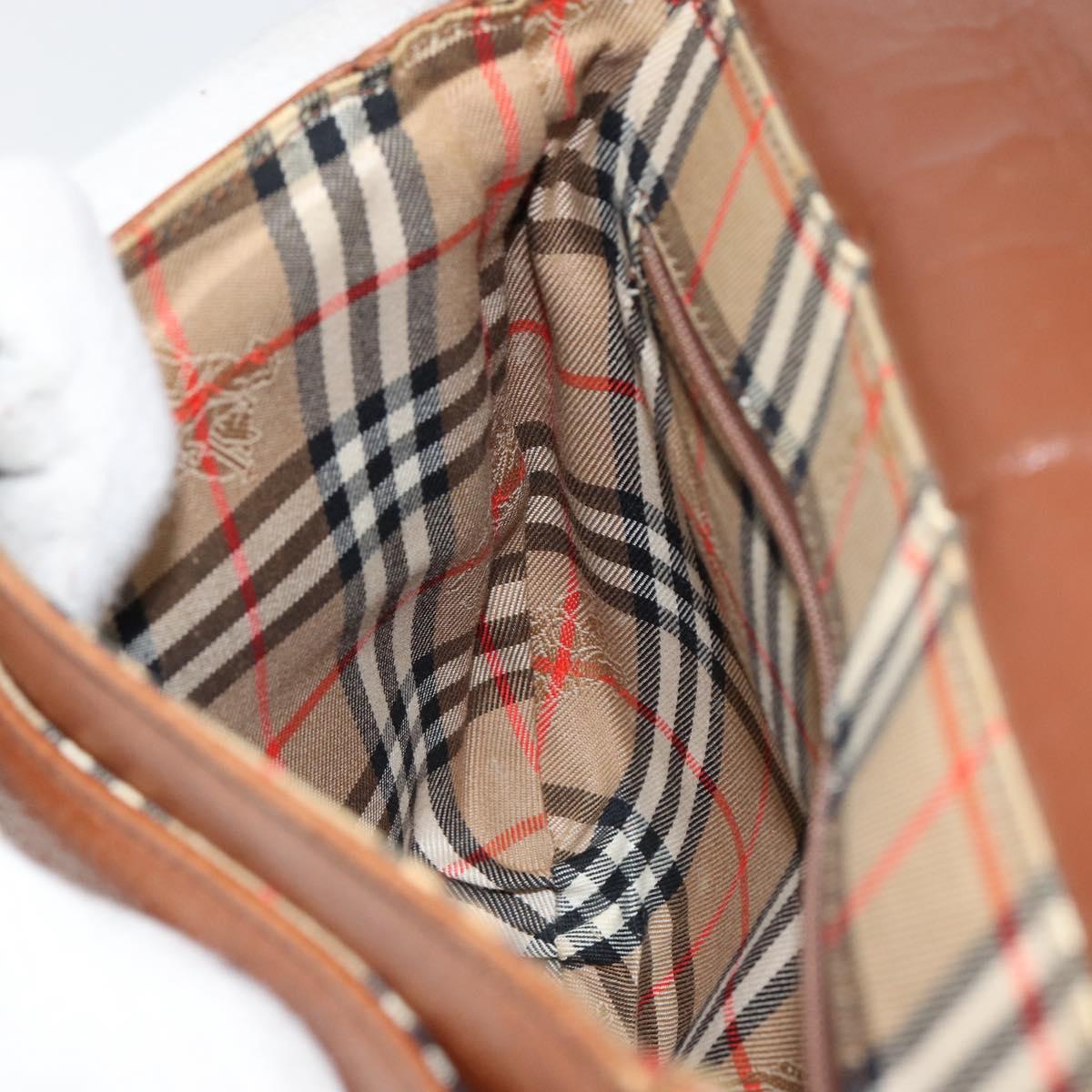 Burberrys Shoulder Bag Leather Gold Brown Auth ep11513