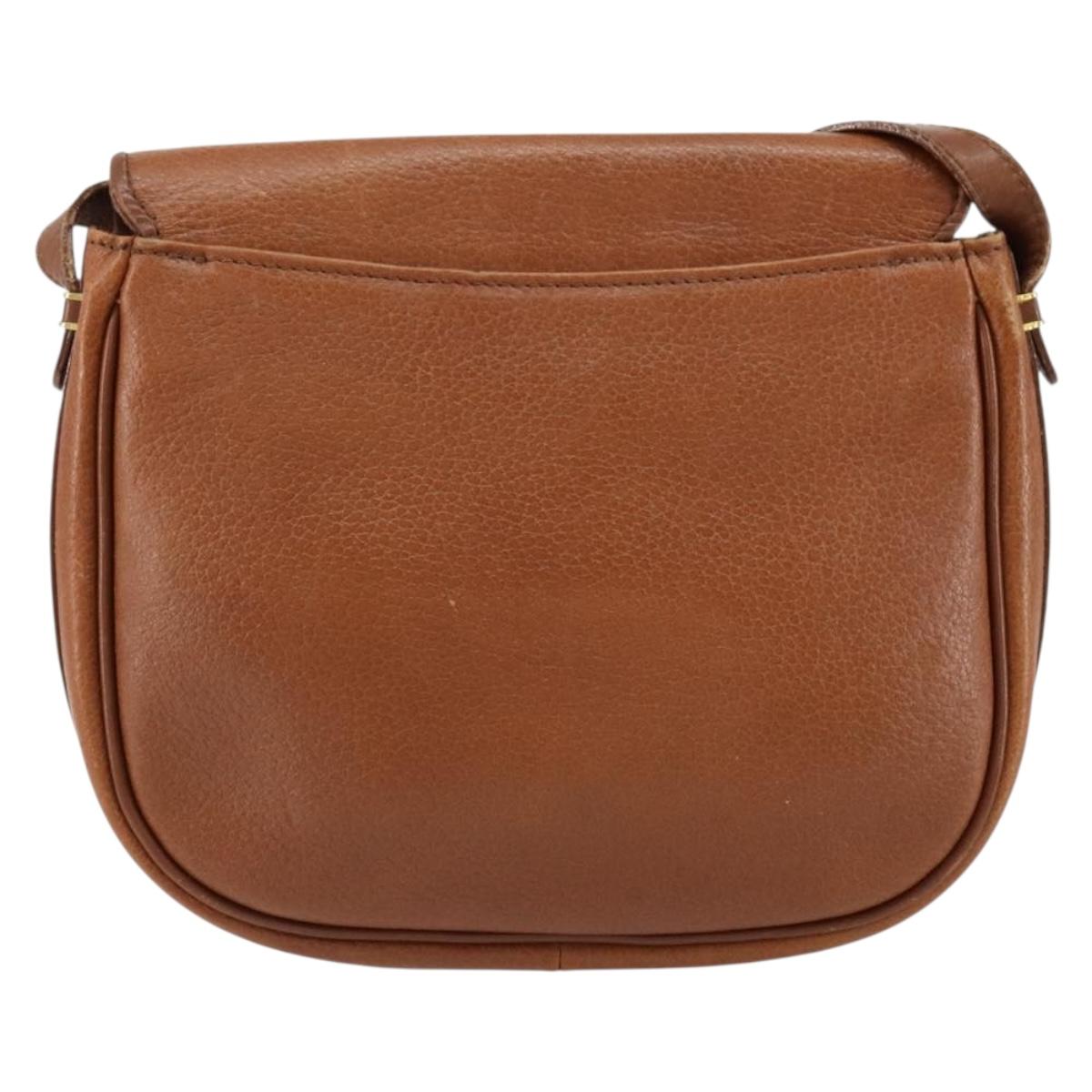 Burberrys Shoulder Bag Leather Gold Brown Auth ep11513