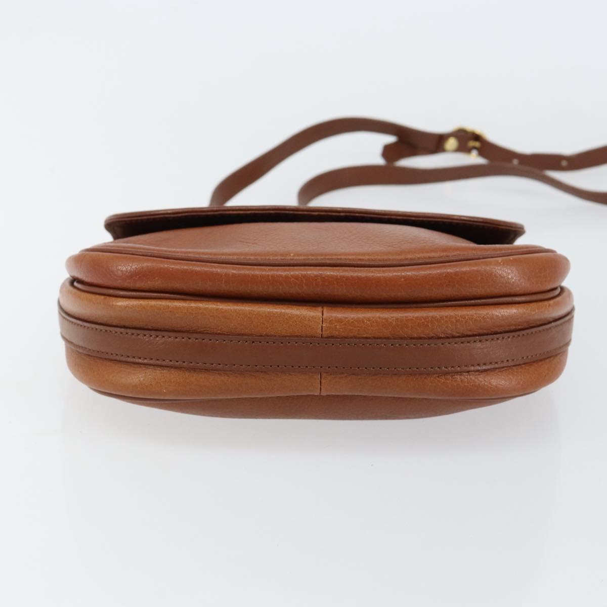 Burberrys Shoulder Bag Leather Gold Brown Auth ep11513