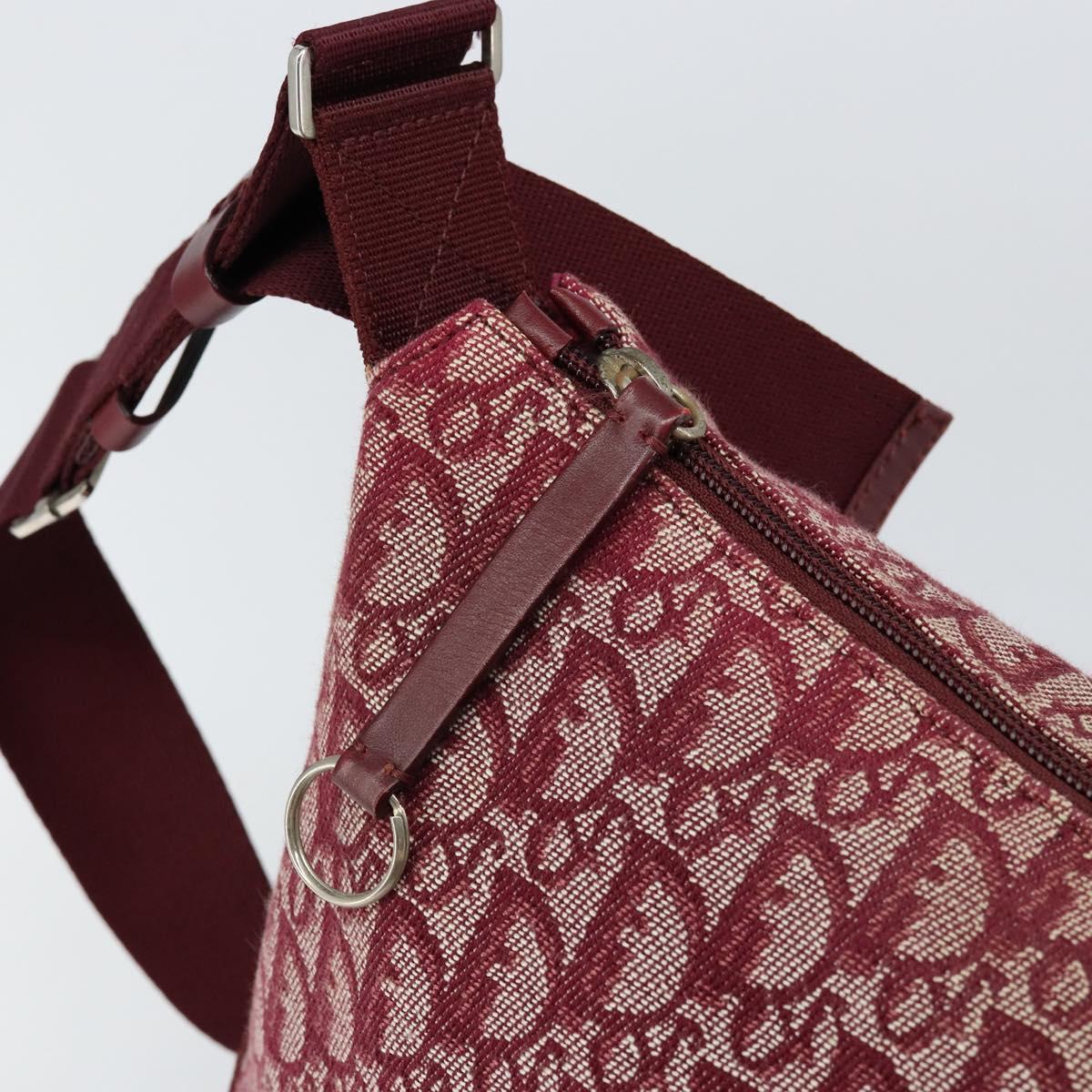 Christian Dior Trotter Canvas Shoulder Bag Red Silver Auth ep11517