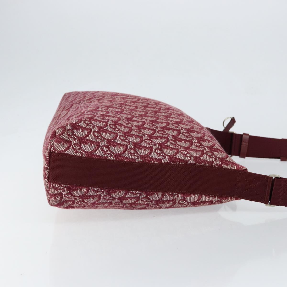 Christian Dior Trotter Canvas Shoulder Bag Red Silver Auth ep11517