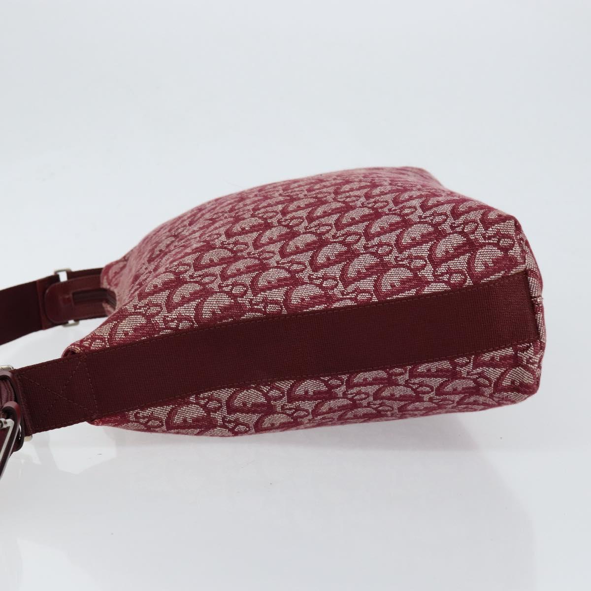 Christian Dior Trotter Canvas Shoulder Bag Red Silver Auth ep11517