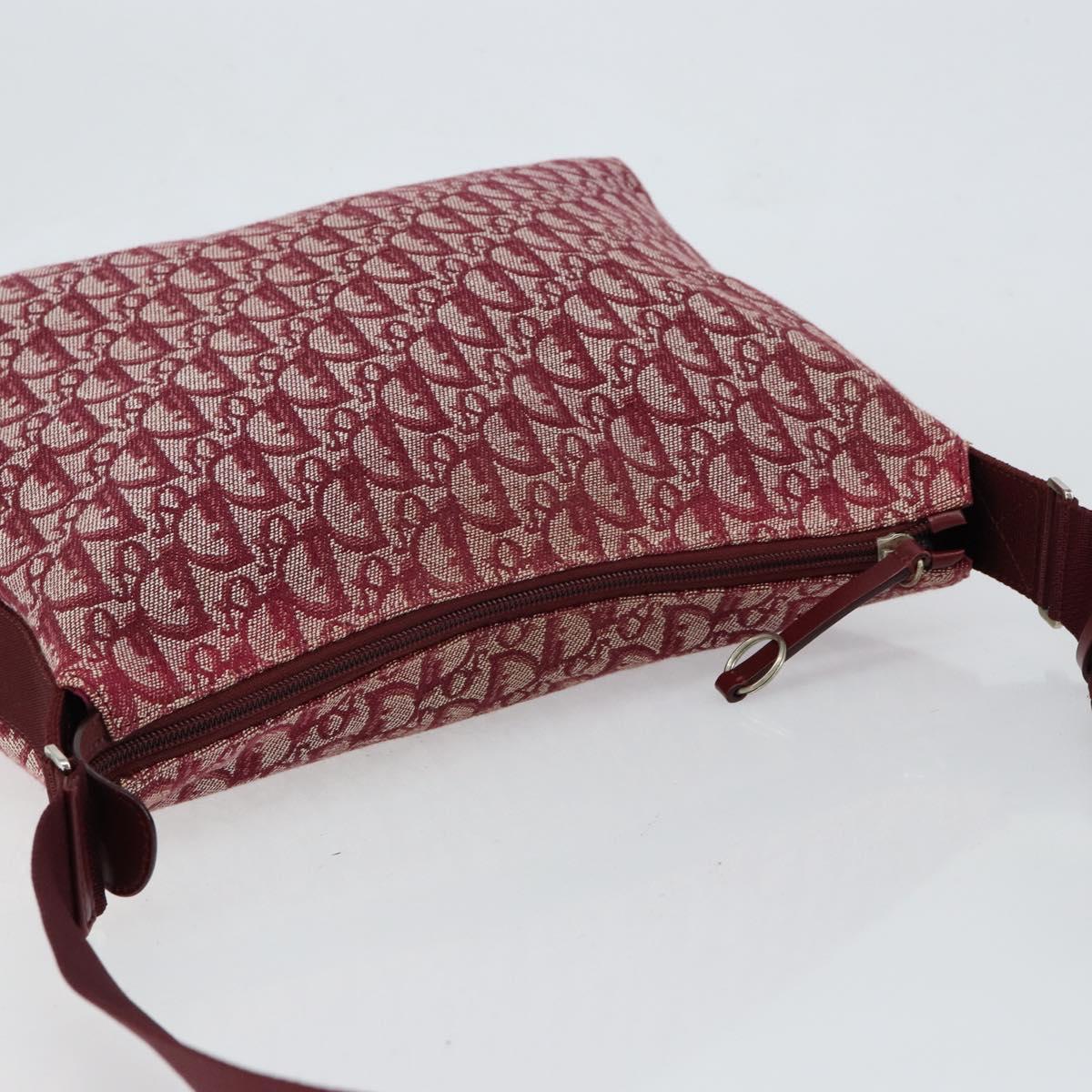 Christian Dior Trotter Canvas Shoulder Bag Red Silver Auth ep11517