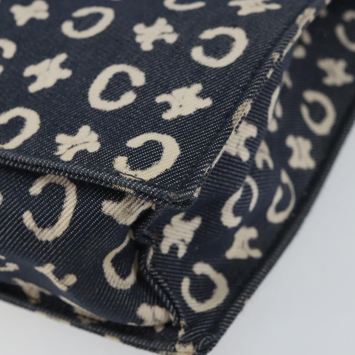CELINE C Macadam Canvas Hand Bag Denim Blue Silver Auth ep11519