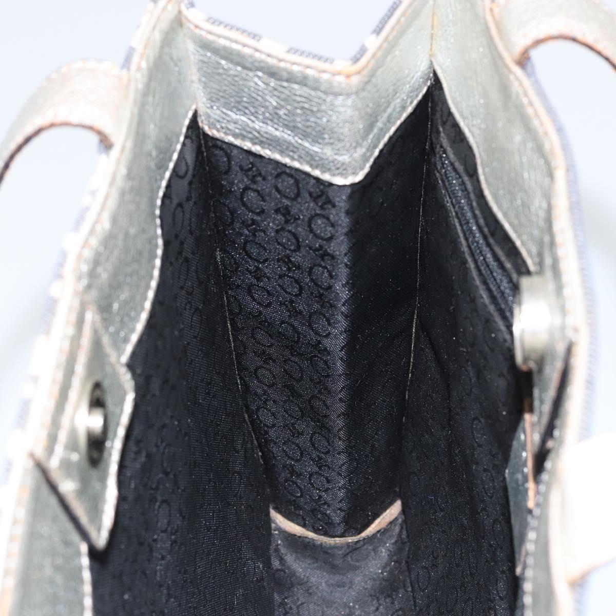 CELINE C Macadam Canvas Hand Bag Denim Blue Silver Auth ep11519